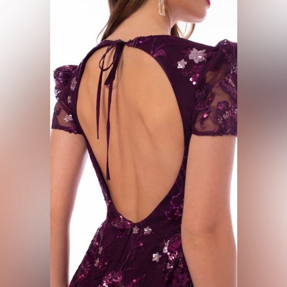 Helsi Dresses & Skirts - Helsi Floral Sequin Open Back Minidress Plum S